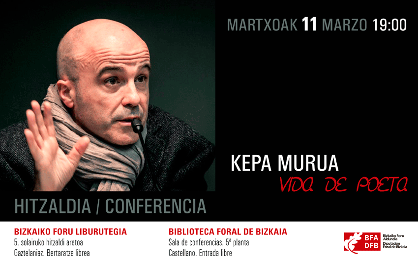 Kepa Murua hablará de poesía en la Biblioteca Foral