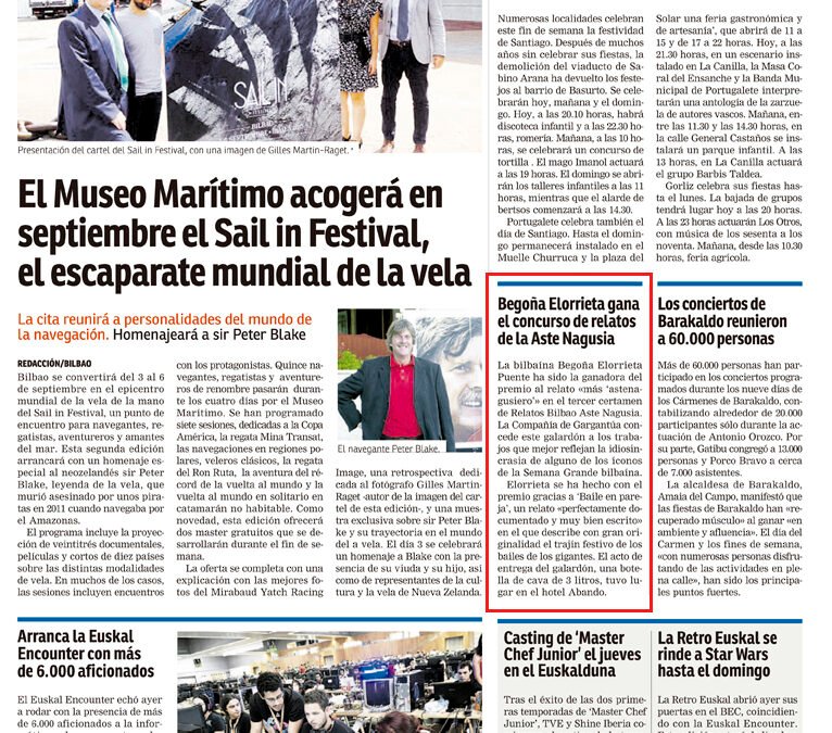 Begoña Elorrieta recibe el premio otorgado por la Compañía Gargantúa